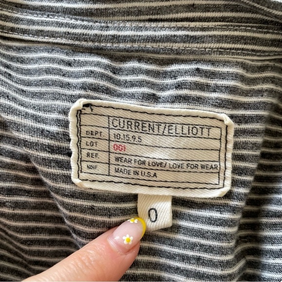 Current Elliott The Beatnik Racer Stripe Gray White Short Sleeve Dress Size 0/XS - Picture 9 of 10